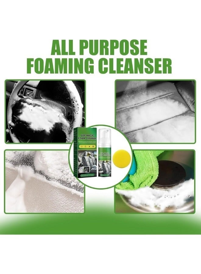 منظف ​​رغوي قوي للسيارات 60 مل - مزيل سحري للبقع لمقاعد السيارة، والمفروشات، والأقمشة، والأسطح الداخلية مع إسفنجة تنظيف - Image 3